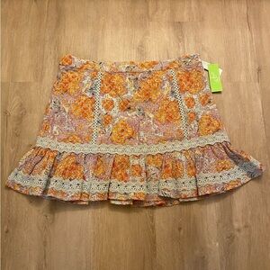 NWT Sam Edelman Courtney Cotton Floral Eyelet Mini Skirt Size 16 Plus Si…